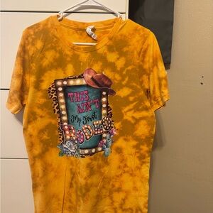 Yellow Tie-Dye Short Sleeve Graphic Tee - This Ain't My First Rodeo